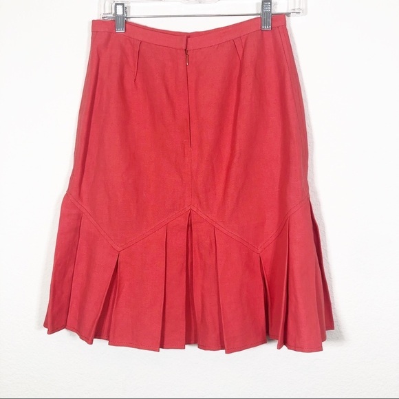 🔥SALE🔥 Charles Chang-Lima linen blend watermelon red peplum skirt sz6 - Picture 2 of 4